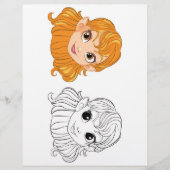 Schattigee Cartoon meisje hoofd kleurplaat Flyer (Voorkant)