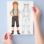 Schattigee Cartoon meisje kleurplaat Flyer (Hand)