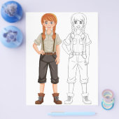 Schattigee Cartoon meisje kleurplaat Flyer (Enkel)