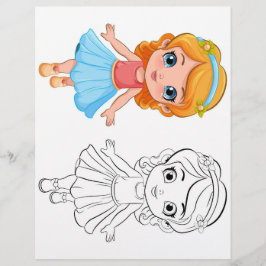 Schattigee Cartoon meisje kleurplaat Flyer