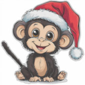 Schattigee Cartoon met een kerstmuts Sticker (Voorkant)