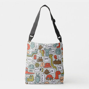 Schattigee Cartoon Monsters: Naadloze Achtergrond Crossbody Tas