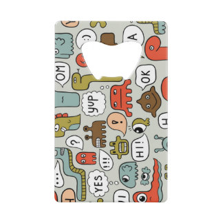 Schattigee Cartoon Monsters: Naadloze Achtergrond Kredietkaart Flessenopener