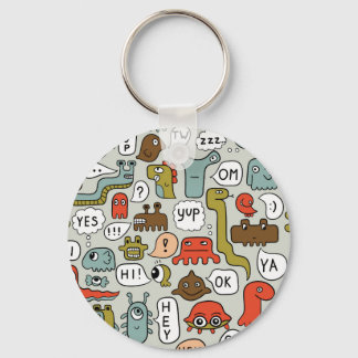 Schattigee Cartoon Monsters: Naadloze Achtergrond Sleutelhanger