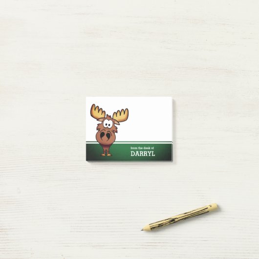 Schattigee Cartoon Moose gepersonaliseerd Post-it® Notes (Op bureau)
