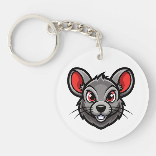 Schattigee Cartoon Mouse Face Sleutelhanger - Scha (Voorkant)