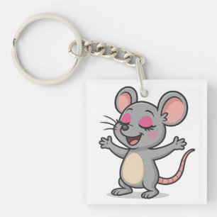 Schattigee Cartoon Mouse op make-up Sleutelhanger