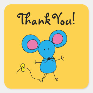 Schattigee cartoon muis dank u vierkante sticker