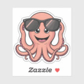 Schattigee Cartoon Octopus Fun met zonnebril Sticker (Vel)