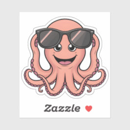 Schattigee Cartoon Octopus Fun met zonnebril Sticker