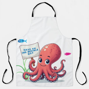 Schattigee, cartoon octopus met vis schort