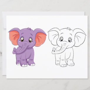 Schattigee Cartoon olifant kleurplaat