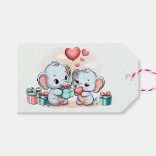 Schattigee Cartoon Olifant Lover Hart Valentijnsda Cadeaulabel