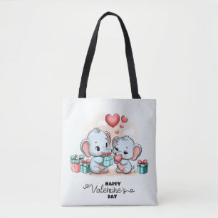 Schattigee Cartoon Olifant Lover Hart Valentijnsda Draagtas