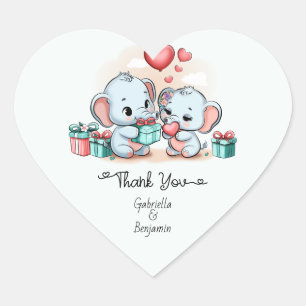 Schattigee Cartoon olifant Valentijnsdag dank u Hart Sticker