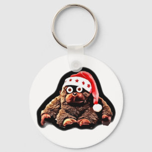Schattigee cartoon op Santa Hat Sleutelhanger