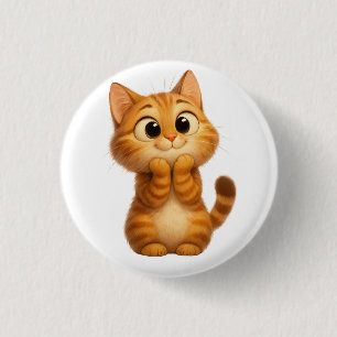 Schattigee Cartoon, Oranje Tabby Cat Ronde Button 3,2 Cm