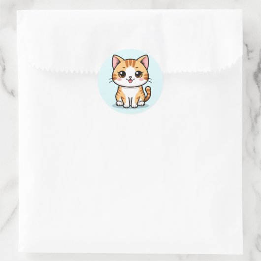 Schattigee Cartoon Oranje Tabby Cat Ronde Sticker (Tas)