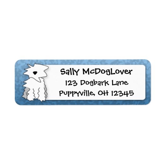 Schattigee Cartoon Oud Engels Sheepdog Etiket (Voorkant)