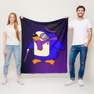 Schattigee cartoon paarse pinguïn fleece deken