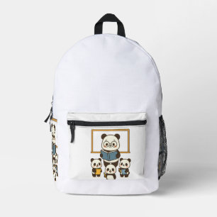 Schattigee Cartoon Panda Leraar en Studenten voor Bedrukte Rugzak