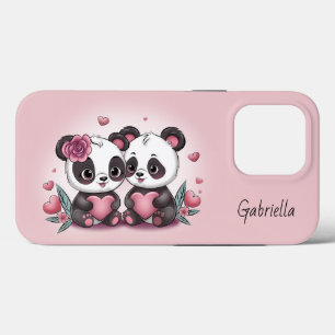 Schattigee Cartoon Panda Lovers Hart Valentijn's D iPhone 13 Pro Hoesje