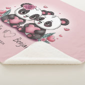 Schattigee Cartoon Panda Lovers Hart Valentijn's D Sherpa Deken (3/4)