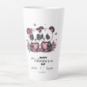Schattigee Cartoon Panda Lovers Hearts Valentijn's Latte Mok