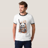 Schattigee Cartoon Panda Samurai | Uniek grafisch T-shirt (Voorkant volledig)