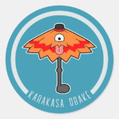 Schattigee Cartoon paraplu geest | Japanese Yokai Ronde Sticker (Voorkant)