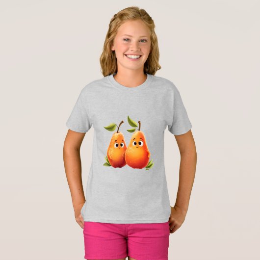 Schattigee Cartoon peren - Schattigee peren met la T-shirt (Voorkant volledig)