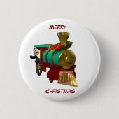 Schattigee Cartoon pinguïn en kersttrein Ronde Button 5,7 Cm (Voorkant)