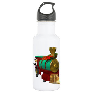 Schattigee Cartoon pinguïn en kersttrein Waterfles