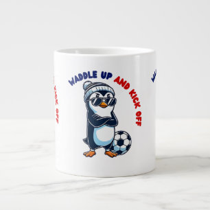 Schattigee cartoon pinguïn voetballer cool extra grote beker