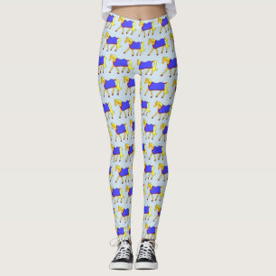 Schattigee Cartoon Pony met rode en blauwe deken Leggings