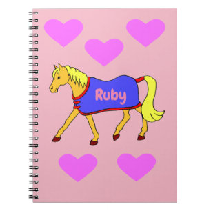 Schattigee Cartoon Pony met roze harten Notitieboek