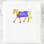 Schattigee Cartoon Pony Naam Rechthoekige Sticker (Tas)