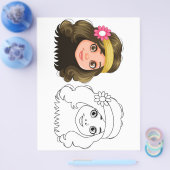 Schattigee Cartoon pop hoofd kleurplaat Flyer (Enkel)