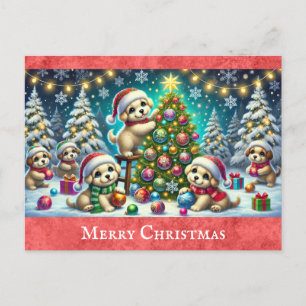Schattigee Cartoon Puppy Dog Vrolijk Kerstfeest Briefkaart