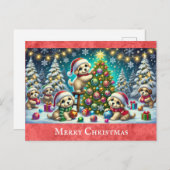 Schattigee Cartoon Puppy Dog Vrolijk Kerstfeest Briefkaart (Voorkant / Achterkant)