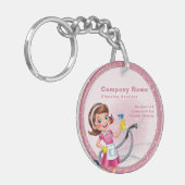 Schattigee Cartoon QR code Glitter Roze Huis Schoo Sleutelhanger (Voorkant Links)