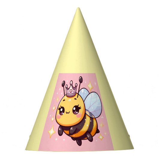 Schattigee Cartoon Queen Bee Feesthoedjes (Voorkant)