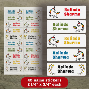 Schattigee Cartoon Rainbow Unicorn Dancing School Labels