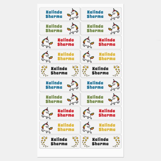 Schattigee Cartoon Rainbow Unicorn Dancing School  Labels (Vel)