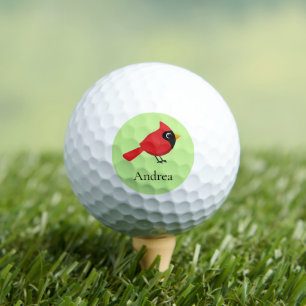 Schattigee Cartoon Rode Kardinaal met Bloemen Golfballen