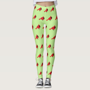 Schattigee Cartoon Rode Kardinaal met Bloemen Leggings
