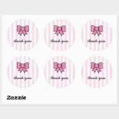Schattigee Cartoon Roze strik Dank u Ronde Sticker (Vel)