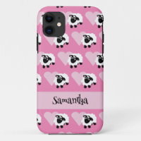 Schattigee Cartoon Schaap Roze Hart Patroon Naam