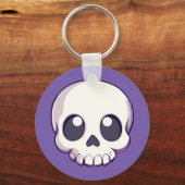 Schattigee Cartoon schedel Halloween Sleutelhanger (Achterkant)