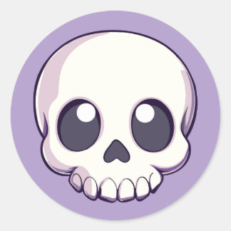 Schattigee Cartoon Schedel Kawaii Halloween Gothic Ronde Sticker